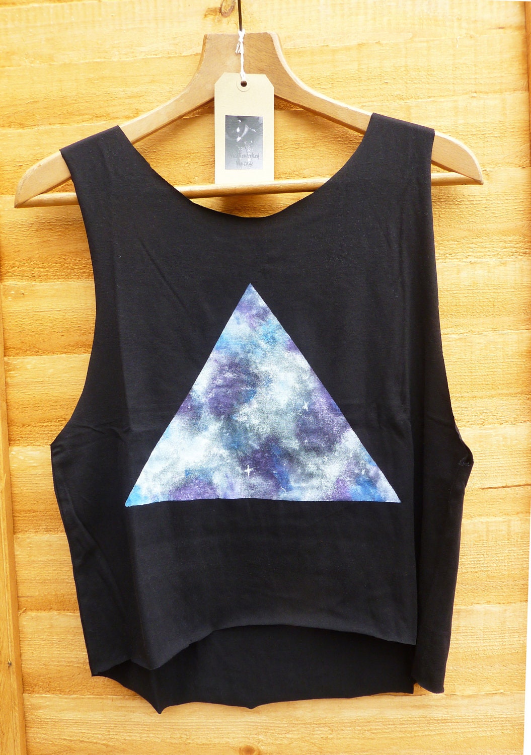 Galaxy Triangle, Dipped Hem Vest Ladies Summer Crop Top Vest Oversize