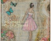 Ballerina Dreaming 11x14 mixed media art print