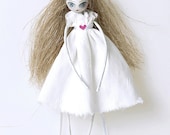 MADE TO ORDER. Miniature girl art doll with simple white dress