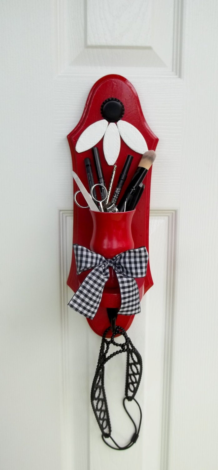 Candle Holder Makeup Brush Holder Toothbrush Holder Kitchen Utensil Holder Upcycled Wooden Candle Holder