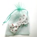 Strawberry Print Bow Hair Clip Slide White and Red Fabric