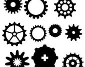Set of 10-Steam Punk Gears Phone decal