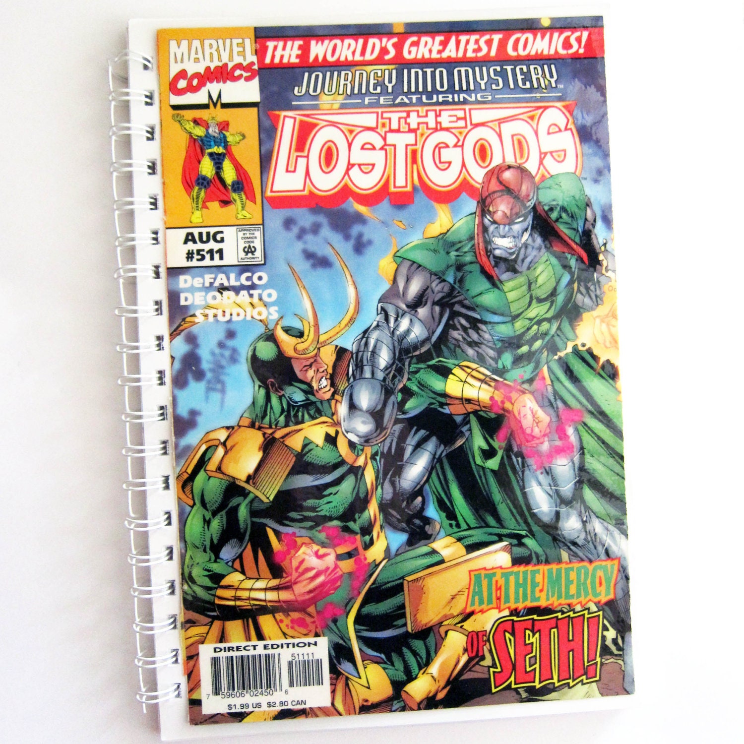 SALE - The Lost Gods (Loki / The Avengers) Repurposed Comic Book - Wire-Bound Recycled Art Journals Sketchbook