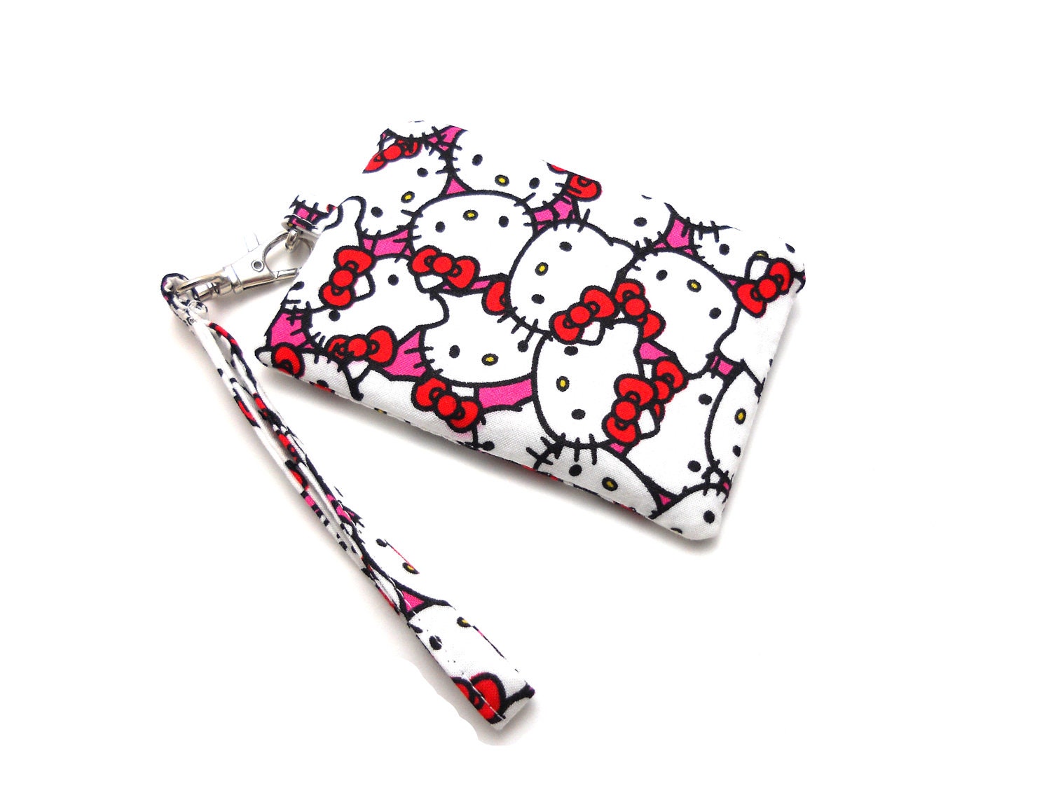 Mini Wristlet Wallet - Kitty with Red Bow
