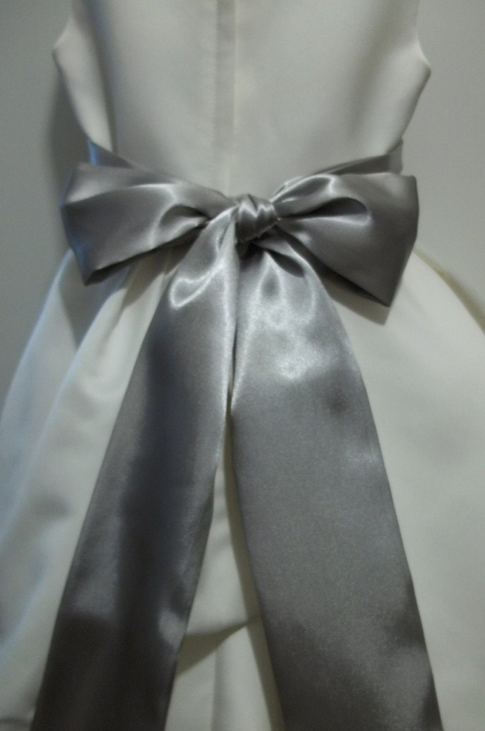 Extra Long SILVER GRAY Sash 110 Inch Satin Band for Flower Girl Bridesmaid Formal Wedding