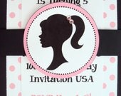 Silhouette Invitation,Girls Birthday Invitation