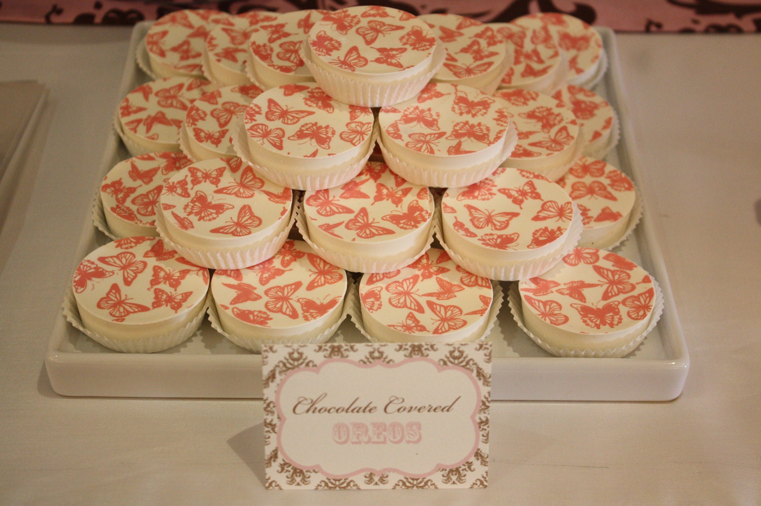 Pink Butterfly Chocolate Covered Oreos