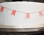 Coral Peach Ombre fabric flags cake garland bunting on bakers twine - hand dyed