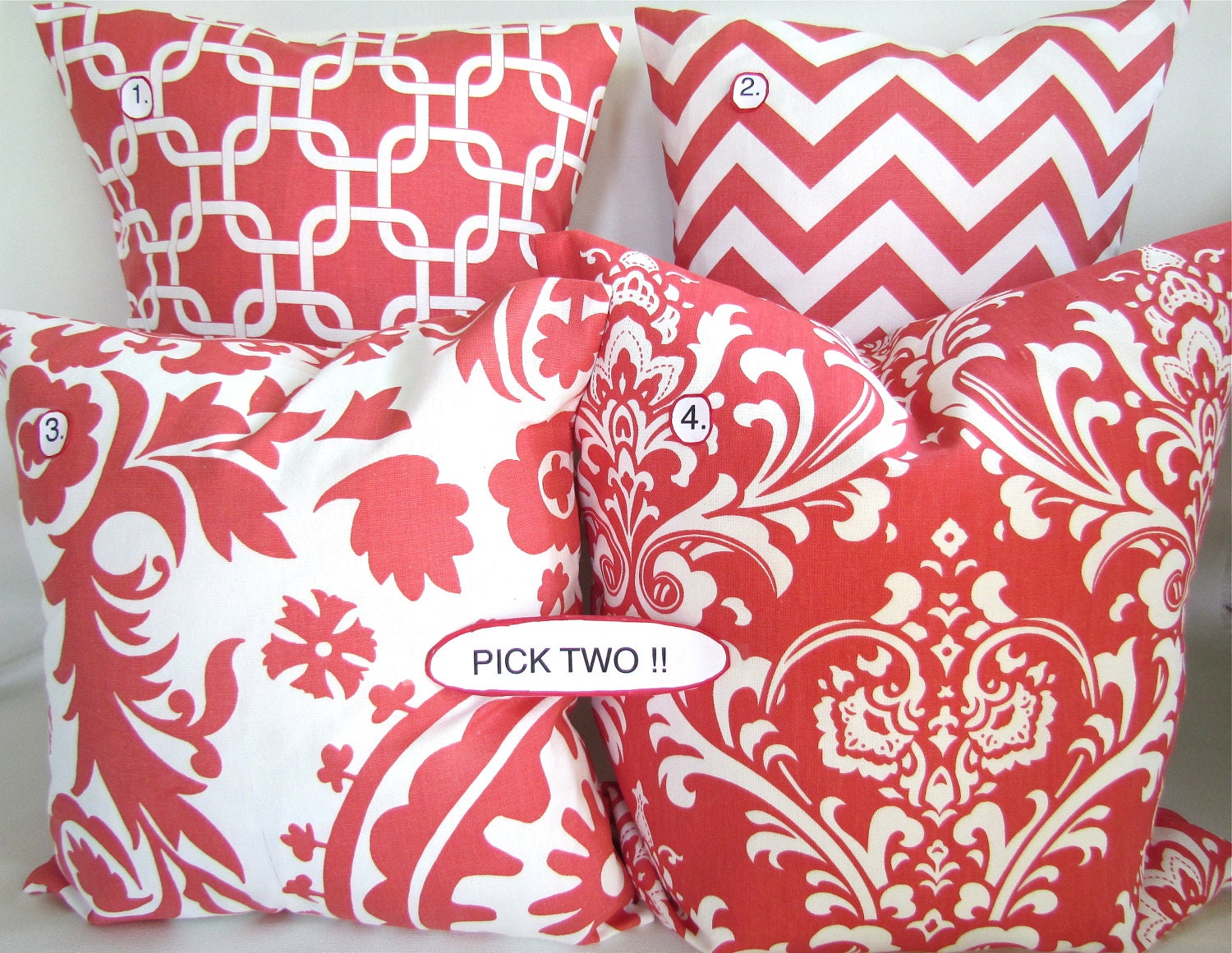 SALE PILLOWS SET Pick 2 Coral 16x20 or 12x20 Decorative Throw Pillows Pillow Covers Lumbar accent Throw Pillows Shops