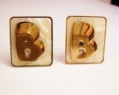 Marbled Lucite Vintage Cufflinks Initial B Wedding Businessman
