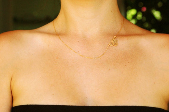Leaf necklace, gold necklace, Asymmetric necklace, bridesmaid necklace, charm necklace, delicate necklace, simple gold jewelry, gift for her