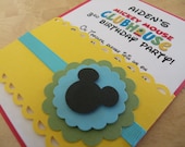 Mickey Mouse Clubhouse Inspired Birthday Party, Handmade Invitation, Modern and Elegant