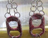 Red Glitter Pop Tab Earrings with Red Teardrop