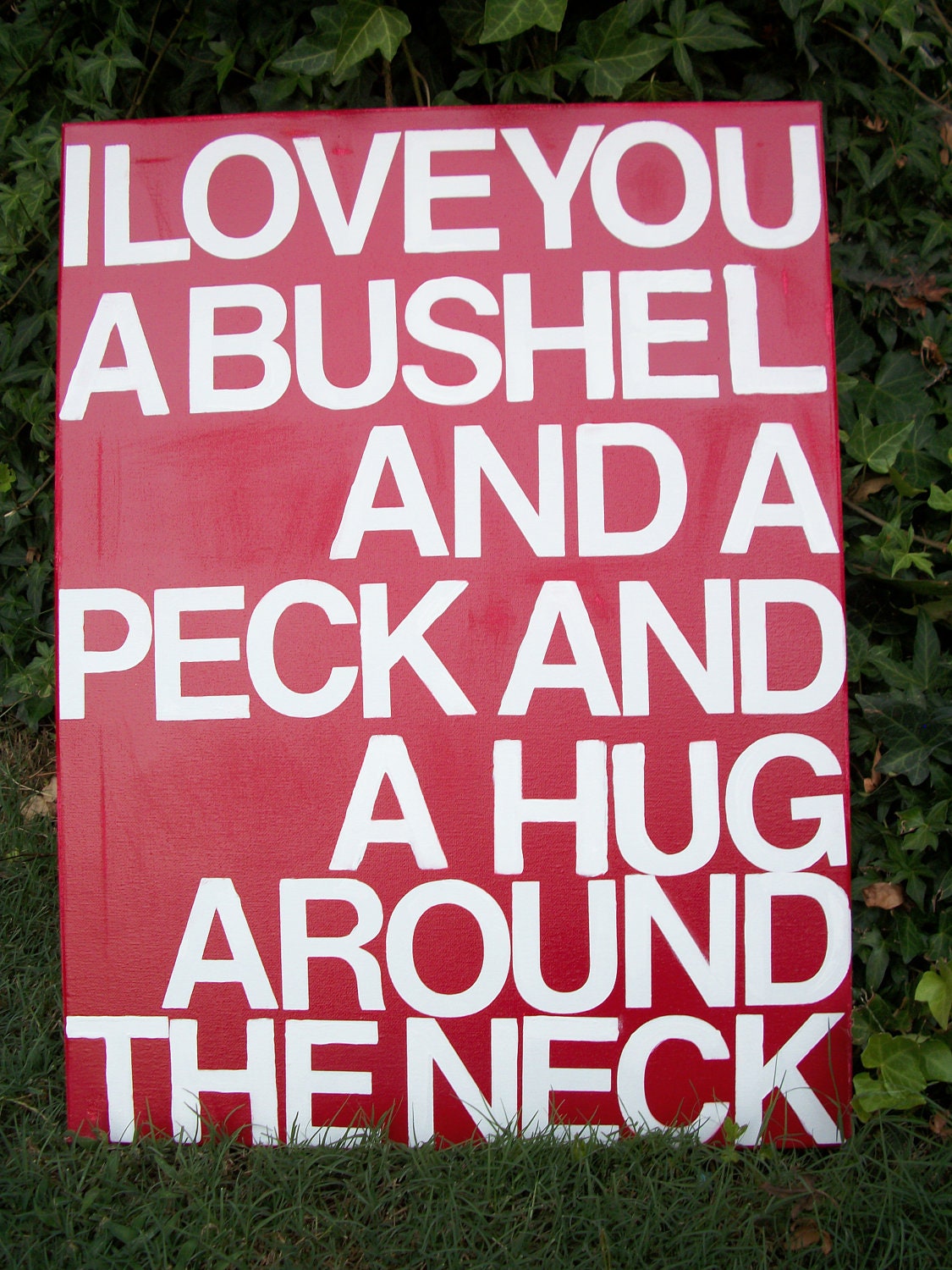 Perfect Valentines Day Gift. I Love You A Bushel And A Peck Subway Sign. 18x24 Stretched Canvas 
