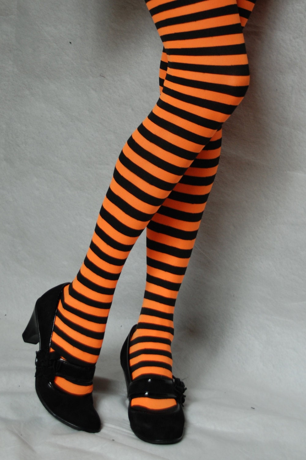 Orange and Black Striped Tights