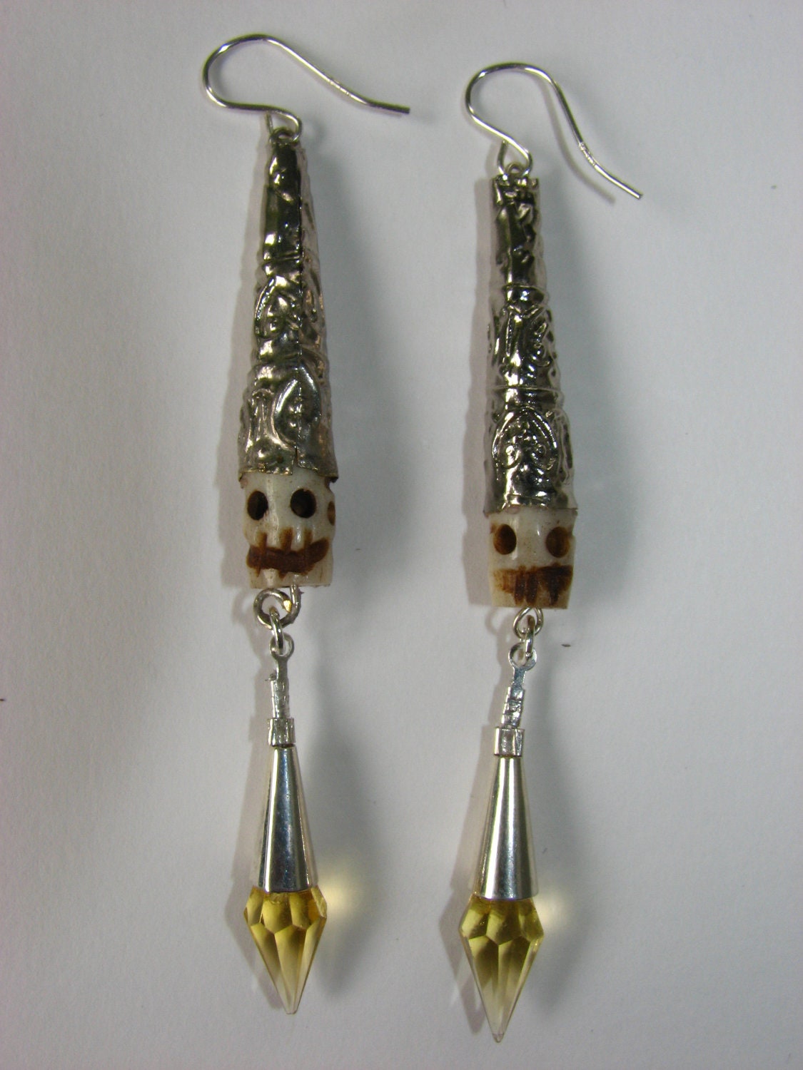 Skeletoria Series Skull Dunce earrings with Vintage Swarovski
