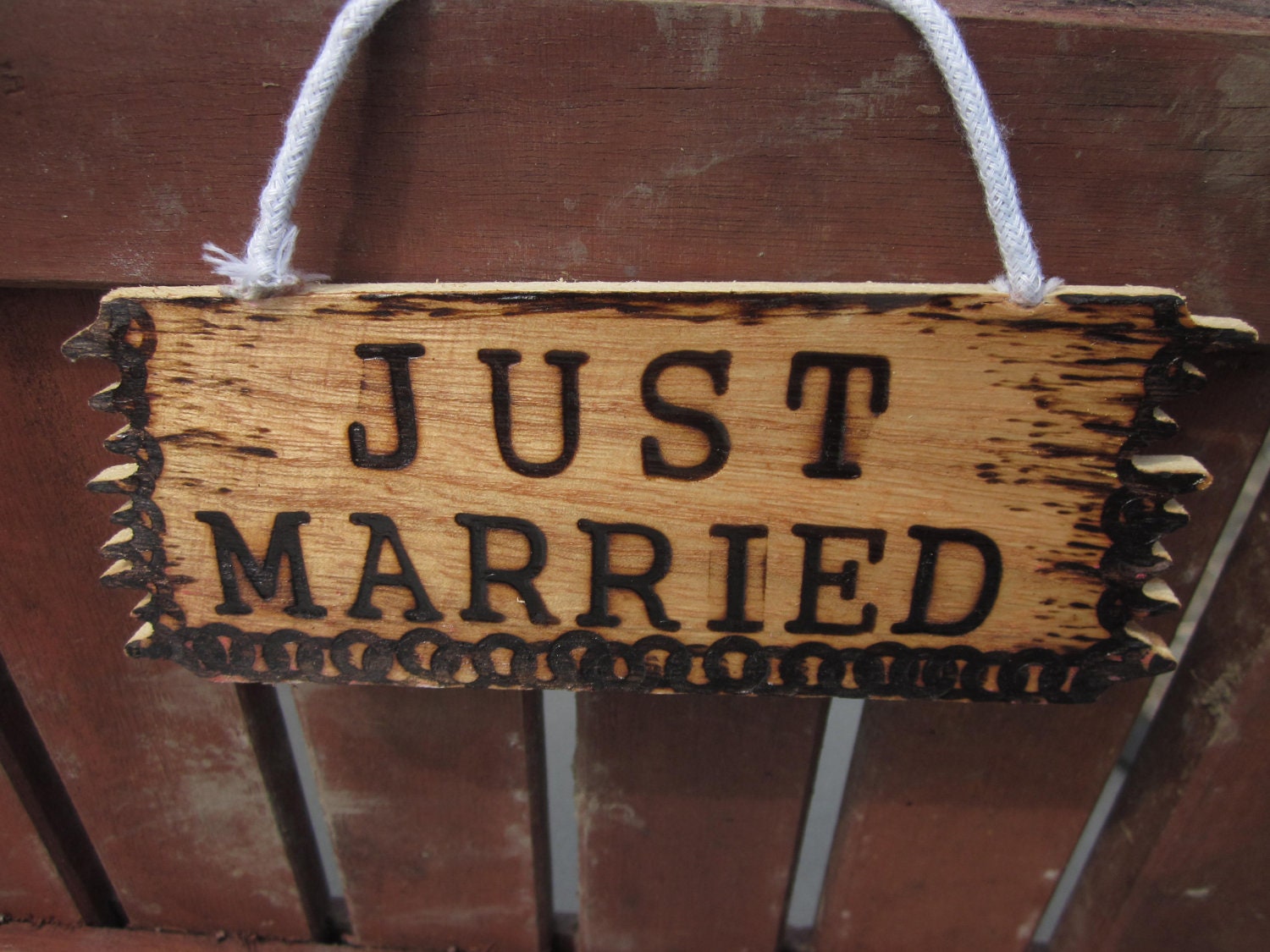 Personalized Just married Sign. Rustic Wood burned small wooden sign. Wedding decoration for the newly wed couple