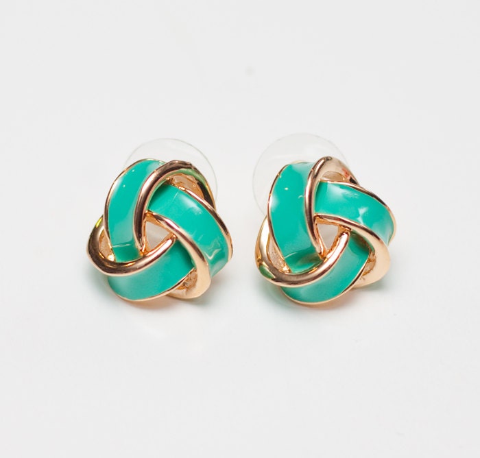 LoveKnot Post Earrings in Tiffany Blue