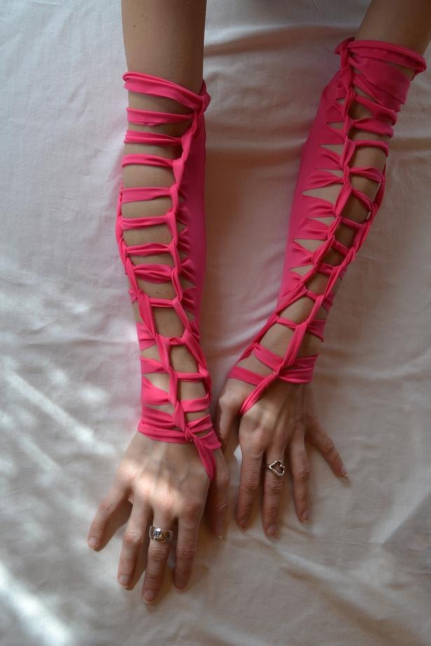 Size Small - Pink festival traibal rave arm warmers
