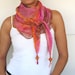 Silk scarf  with color block print, bohemian headband.