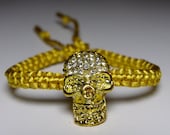 Gold skull bracelet with rhinestones