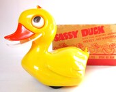 Vintage "Sassy Duck" Rolling Toy in Original Box, an Arpin Products, 1940s-1950s