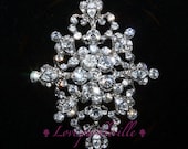 2" x 2.75" rhombus vintage rhinestone crystal wedding bridal shank button supply - HOOK BACK