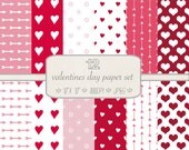 Patterned Digital Paper Pack // Valentine // 12 pieces // jpeg files // 300 DPI // Instant Download Il_170x135
