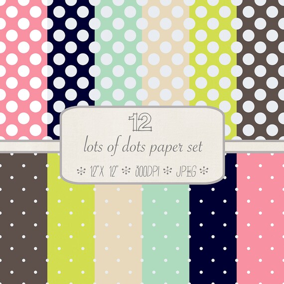 Digital Paper collage sheet for scrapbooks // Green polka dots // For Scrapbooks, Bloggers, Girls, Women, Teens // Instant Download Il_570xn