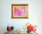 Banff Poppies and Roses No. 17 Pink and Orange Acrylic Abstract Flower Painting on Canvas ART