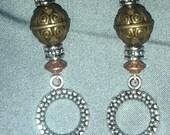 Antique Copper and Silver Earrings