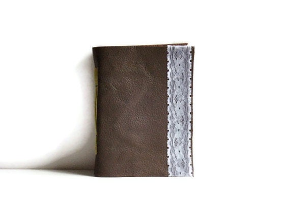 Brown Leather & Lace Journal - Handbound Blank Notebook - Beautiful Handstitched Diary - Great Rustic Gift
