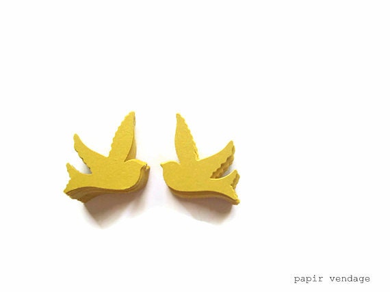 shimmery golden love birds, gold sparrows, gold confetti, vintage wedding decor, wedding decorations, Christmas confetti