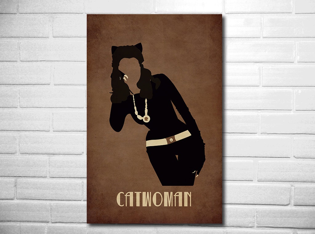 Catwoman minimalist comic poster geekery art vintage