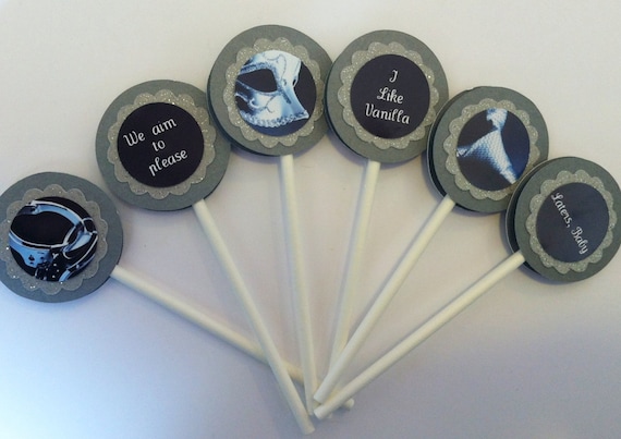 Fifty Shades of Grey Cupcake Toppers - 50 Shades of Grey Cupcakes - Party Favors