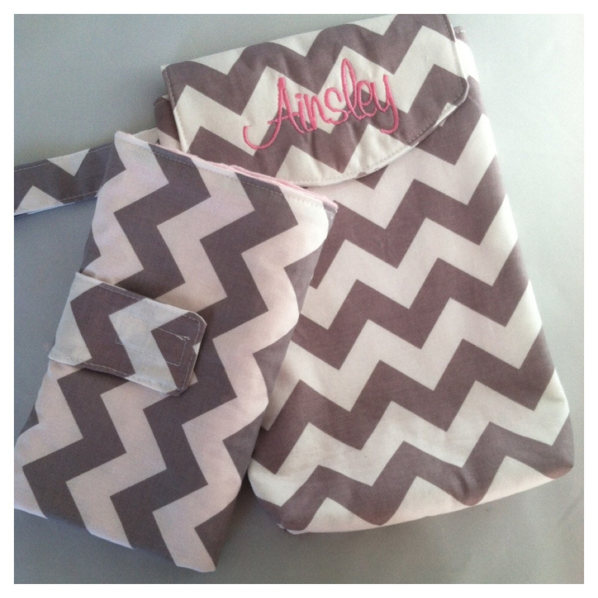 Sturdy Personalized Diaper and Wipes Clutch AND Changing Pad...Chevron...Many more fabrics to choose from