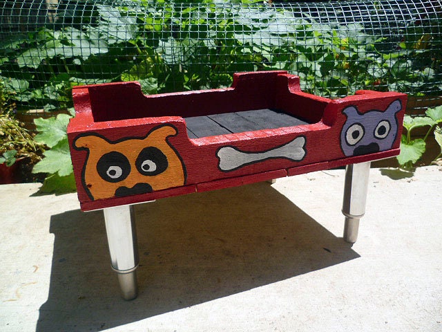 Dog Pet Bed or Food or Toy Box Reclaimed Wood Pallet Furniture