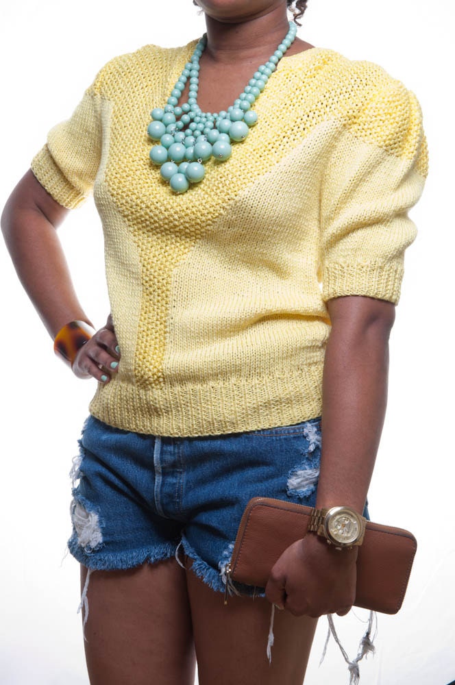Hand Knit Yellow Sweater