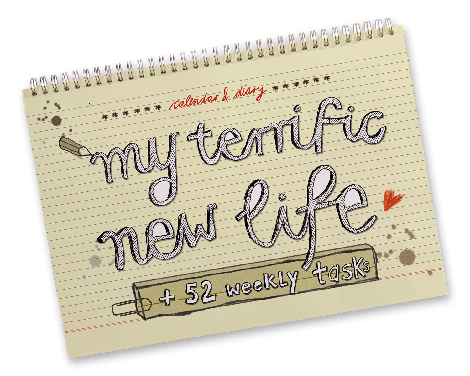 Calendar: My terrific new life, Agenda, Diary & Notebook with 52 weekly tasks, 21x15 cm