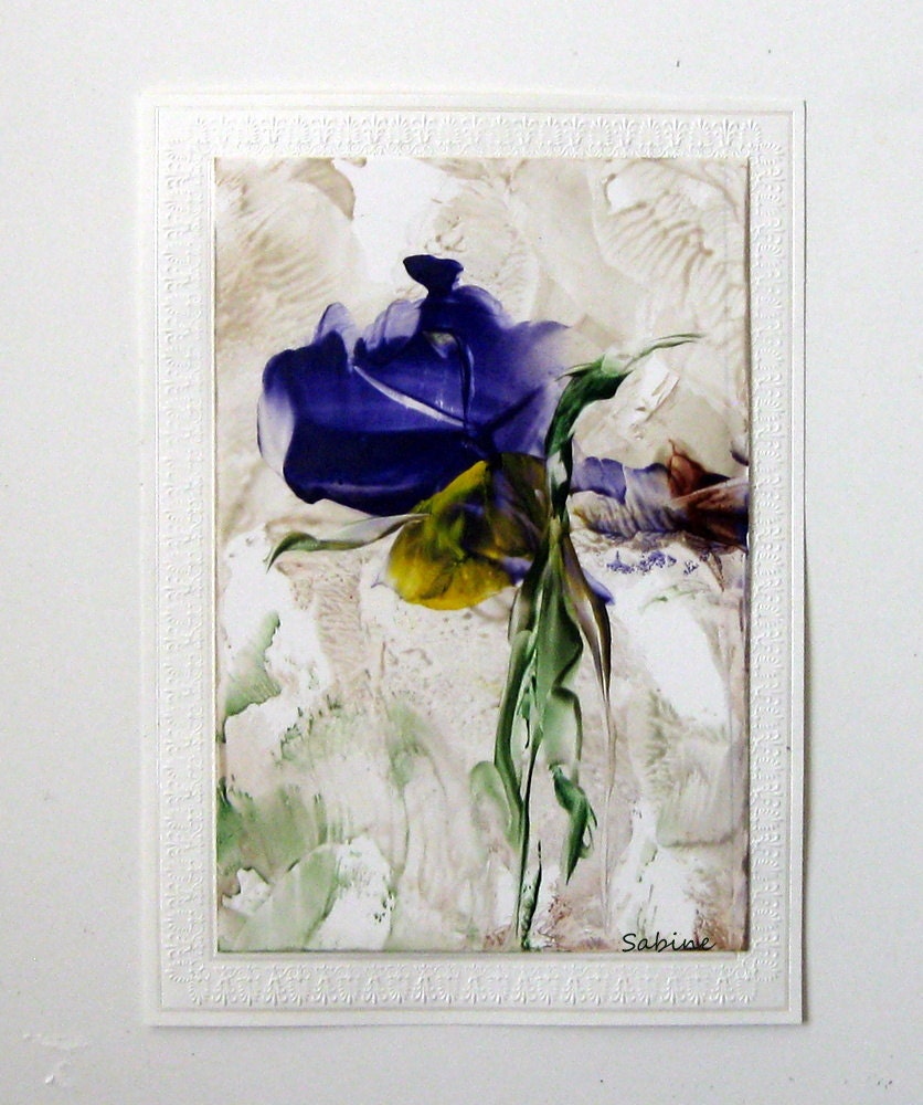 Original Encaustic Artcard floral CANCER RESEARCH DONATION StudioSabine
