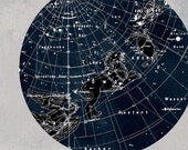 Cancer and Leo Constellation  Stars Map Zodiac  Print Vintage Image