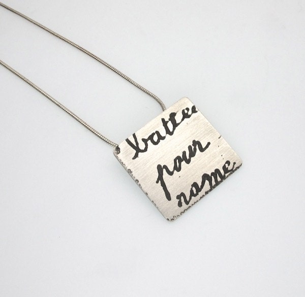 Manu Scriptum pendent on sterling silver chain
