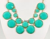 Turquoise  Bubble Necklace Handmade bib necklace Cluster Necklace  statement necklace Resin jewelry (FN0545 turquoise)