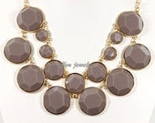 Gray Bubble Necklace Handmade bib necklace Cluster Necklace  statement necklace Resin jewelry (FN0552 Gray)