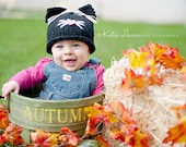 Cat Hat - Black Cat - Halloween - Fall - Newborn Photo Prop - Sizes Newborn - Toddler