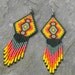 Colorful Native American Style Seed Bead Earrings with original design in yellow, orange, green tones