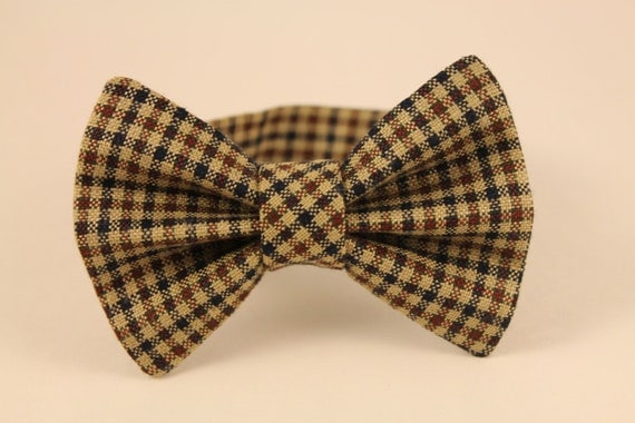 Tan Plaid Bow Tie