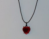 Gothic Red Heart Hemp Charm Necklace