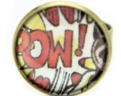 Vintage Retro Comic Style Ring Quirky Kitsch Gift Pow Orange Gift
