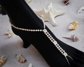 Wedding Barefoot Sandals Foot Jewelry Ivory pearl and rhinestone Bridal Shoes